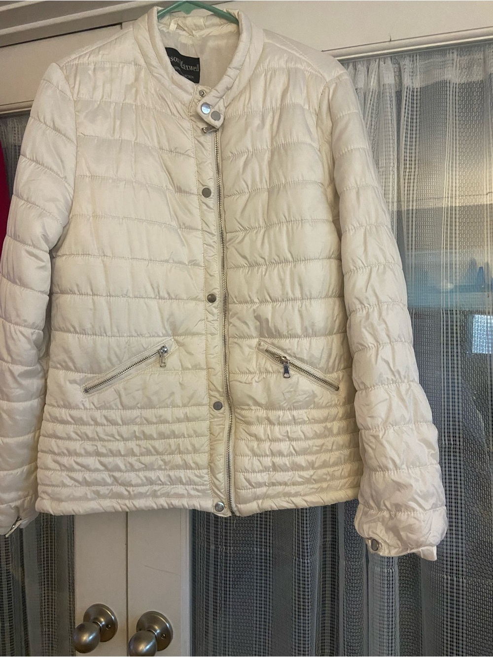 jason maxwell Ivory Quilted Lightweight Puffer Jacket